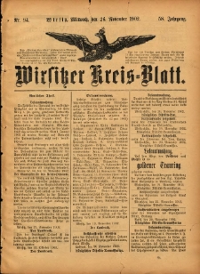 Wirsitzer Kreis-Blatt: herausgegeben vom Königlichen Landraths-Amte 1902.11.26 Jg.58 Nr94