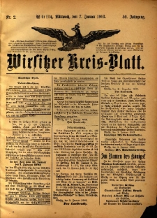 Wirsitzer Kreis-Blatt: herausgegeben vom Königlichen Landraths-Amte 1903.01.07 Jg.59 Nr2