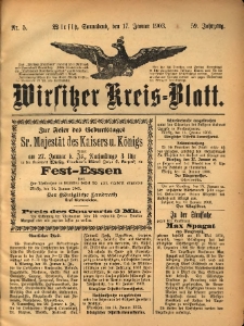Wirsitzer Kreis-Blatt: herausgegeben vom Königlichen Landraths-Amte 1903.01.17 Jg.59 Nr5