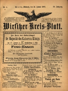 Wirsitzer Kreis-Blatt: herausgegeben vom Königlichen Landraths-Amte 1903.01.21 Jg.59 Nr6