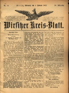 Wirsitzer Kreis-Blatt: herausgegeben vom Königlichen Landraths-Amte 1903.02.04 Jg.59 Nr10