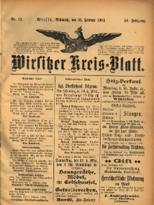 Wirsitzer Kreis-Blatt: herausgegeben vom Königlichen Landraths-Amte 1903.02.11 Jg.59 Nr12