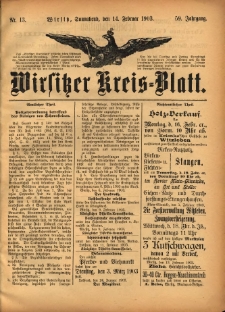 Wirsitzer Kreis-Blatt: herausgegeben vom Königlichen Landraths-Amte 1903.02.14 Jg.59 Nr13