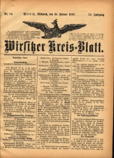 Wirsitzer Kreis-Blatt: herausgegeben vom Königlichen Landraths-Amte 1903.02.18 Jg.59 Nr14