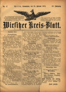 Wirsitzer Kreis-Blatt: herausgegeben vom Königlichen Landraths-Amte 1903.02.28 Jg.59 Nr17