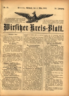 Wirsitzer Kreis-Blatt: herausgegeben vom Königlichen Landraths-Amte 1903.03.04 Jg.59 Nr18