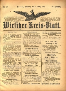 Wirsitzer Kreis-Blatt: herausgegeben vom Königlichen Landraths-Amte 1903.03.11 Jg.59 Nr20