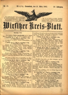 Wirsitzer Kreis-Blatt: herausgegeben vom Königlichen Landraths-Amte 1903.03.21 Jg.59 Nr23
