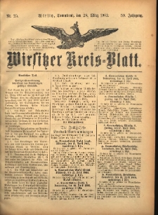 Wirsitzer Kreis-Blatt: herausgegeben vom Königlichen Landraths-Amte 1903.03.28 Jg.59 Nr25
