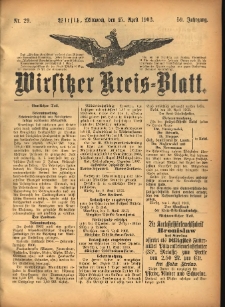 Wirsitzer Kreis-Blatt: herausgegeben vom Königlichen Landraths-Amte 1903.04.15 Jg.59 Nr29