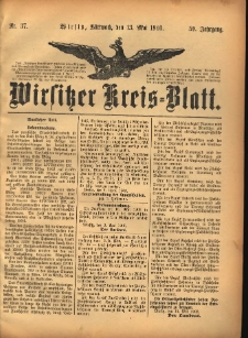 Wirsitzer Kreis-Blatt: herausgegeben vom Königlichen Landraths-Amte 1903.05.13 Jg.59 Nr37