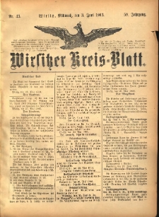 Wirsitzer Kreis-Blatt: herausgegeben vom Königlichen Landraths-Amte 1903.06.03 Jg.59 Nr43