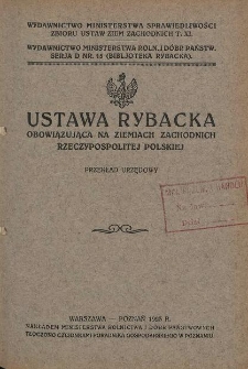 Ustawa rybacka obowiązująca na Ziemiach Zachodnich Rzeczypospolitej Polskiej : (przekład urzędowy)