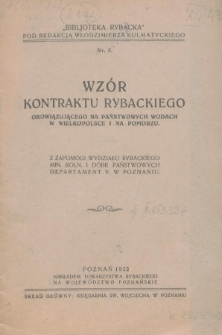 Wzór kontraktu rybackiego obowiązującego na państwowych wodach w Wielkopolsce i na Pomorzu