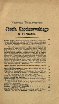 Niektóre wydawnictwa Józefa Chociszewskiego w Poznaniu
