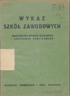 Wykaz szkół zawodowych Ministerstwa Wyznań Religijnych i Oświecenia Publicznego