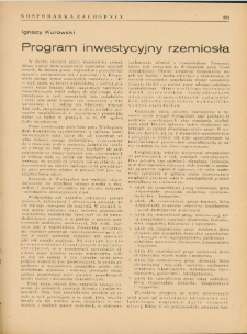 Program inwestycyjny rzemiosła