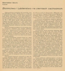 Złotnictwo i jubilerstwo na ziemiach zachodnich