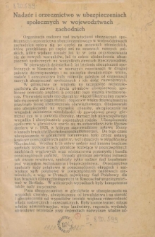 Nadzór i orzecznictwo w ubezpieczeniach społecznych w województwach zachodnich