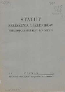 Statut Zrzeszenia Urzędników Wielkopolskiej Izby Rolniczej