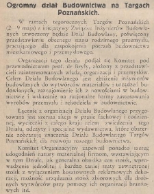 Ogromny Dział Budownictwa na Targach Poznańskich