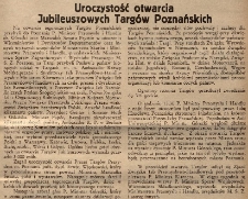 Uroczystość otwarcia jubileuszowych Targów