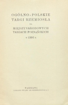 Ogólno-Polskie Targi Rzemiosła na Międzynarodowych Targach Poznańskich w roku 1936