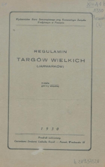 Regulamin targów wielkich (jarmarków) miasta/gminy wiejskiej...