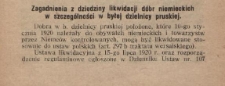 Zagadnienia z dziedziny likwidacji dóbr dóbr niemieckich w szczególności byłej dzielnicy pruskiej