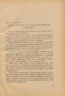 Kwestja osadnicza na terenie województwa poznańskiego