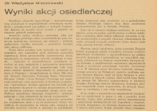 Wyniki akcji osiedleńczej