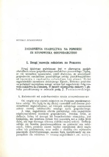 Zagadnienia osadnictwa na Pomorzu ze stanowiska gospodarczego
