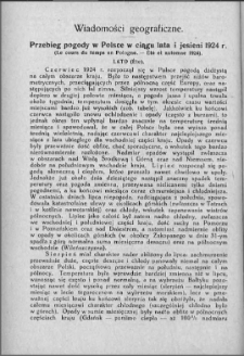 Przebieg pogody w Polsce w ciągu lata i jesieni 1924 r.