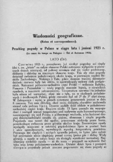 Przebieg pogody w Polsce w ciągu lata i jesieni 1925 r.
