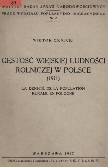 Gęstość wiejskiej ludności rolniczej w Polsce : (1931)