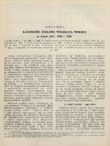 Ludność Polski według wieku w latach 1927, 1928 i 1929