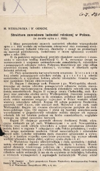 Struktura zawodowa ludności rolniczej w Polsce (w świetle spisu z r. 1921)