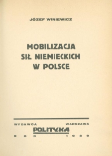 Mobilizacja sił niemieckich w Polsce