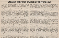 Ogólne zebranie Związku Fabrykantów w dniu 22.02.1939 r.