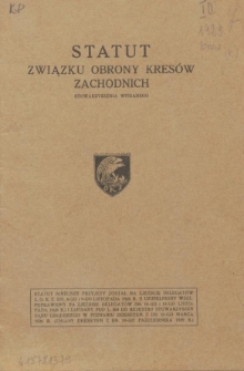 Statut Związku Obrony Kres&oacute;w Zachodnich stowarzyszenia wpisanego