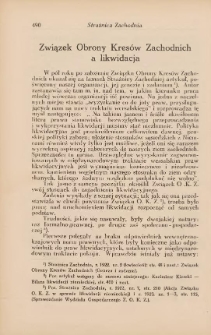 Związek Obrony Kresów Zachodnich a likwidacja