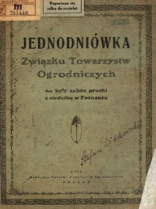 Jednodniówka Związku Towarzystw Ogrodniczych na były zabór pruski z siedzibą w Poznaniu
