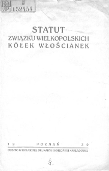 Statut Związku Wielkopolskich Kółek Włościanek