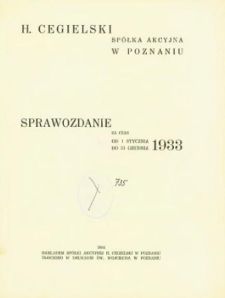 Sprawozdanie za czas od 1-go stycznia do 31-go grudnia 1933 r.