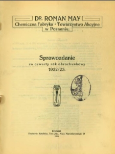 Sprawozdanie za czwarty rok obrachunkowy 1922/23
