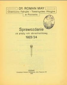 Sprawozdanie za piąty rok obrachunkowy 1923/24