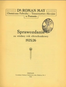 Sprawozdanie za siódmy rok obrachunkowy 1925/26