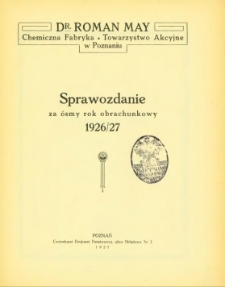 Sprawozdanie za ósmy rok obrachunkowy 1926/27