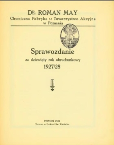 Sprawozdanie za dziewiąty rok obrachunkowy 1927/28