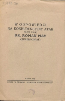 W odpowiedzi na konkurencyjny atak przez firmę Dr. Roman May (superfosfat)